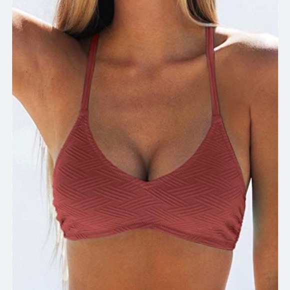 Cupshe Texturized Criss Cross Self Tie Spaghetti Straps Cheeky Bikini Swim Set - Picture 3 of 16